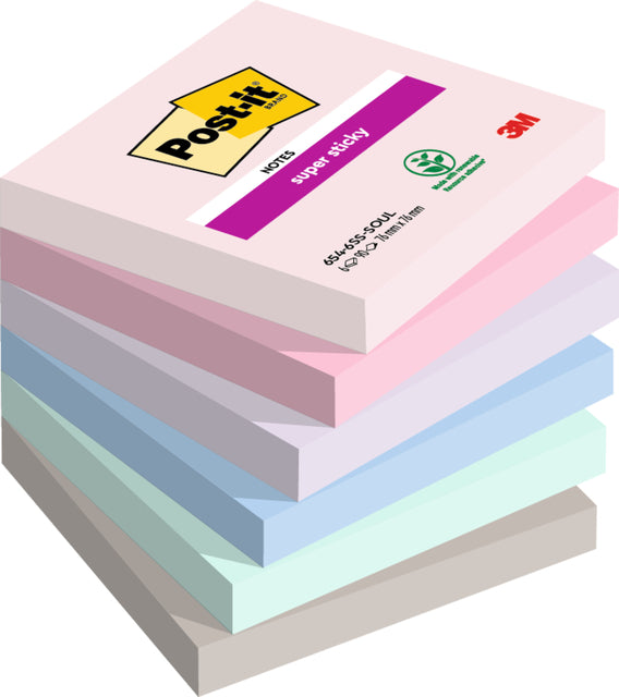 Memoblok 3m post-it 654 Super klebriger 76x76mm Seele