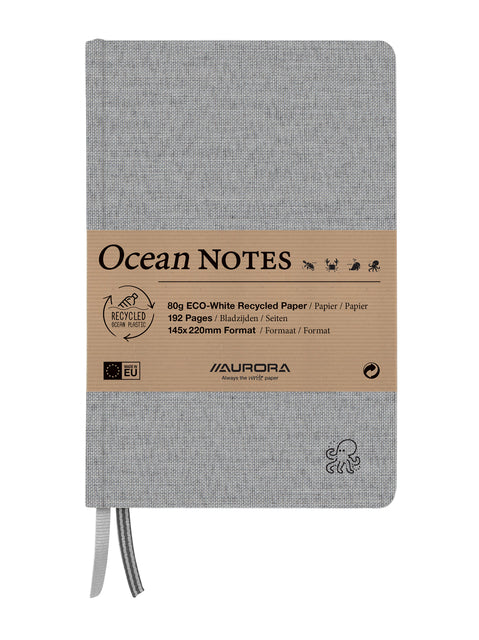 Notizbuch Aurora Ocean A5 192BLZ LINE 80GR -Leinenstruktur Abdeckung Grau