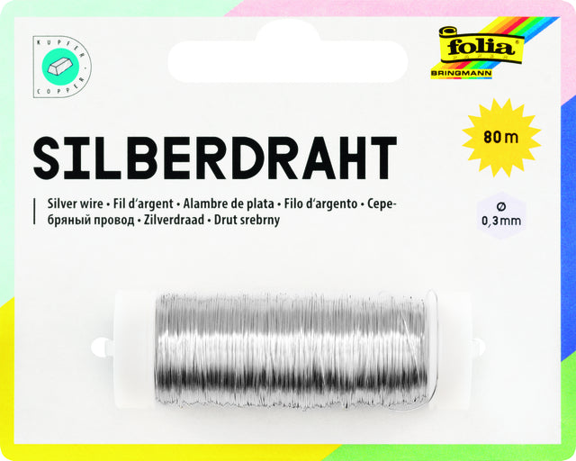 Silberdrahtfolie 0,3mmx80m | Blister mit 1 Stück
