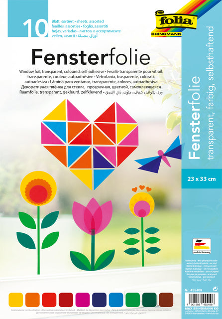 Fensterfilm Folia 23x33cm Pak A 10 Farben | 5 Stücke