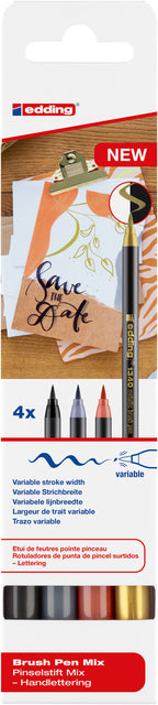 Brushpen edding 1340 Schriftset sortiert | Set mit 4 Stück