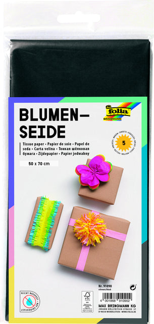 Seidenblütepapier Folien 50x70 cm 20g NR90 Schwarzer Set à 5vel