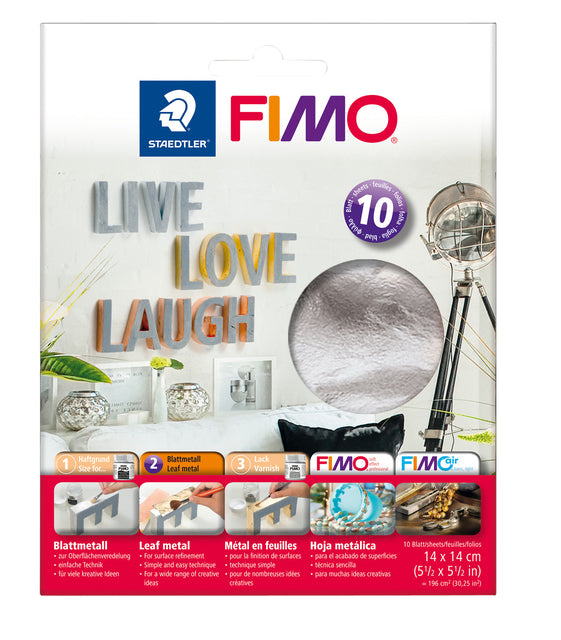 Blattmetall Fimo 14x14cm 10 Haut Silber