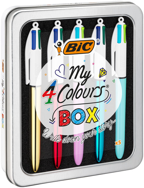 Kugelschreiber Bic 4 Farben My Bic in der Dose m sortiert | Dose mit 5 Stück