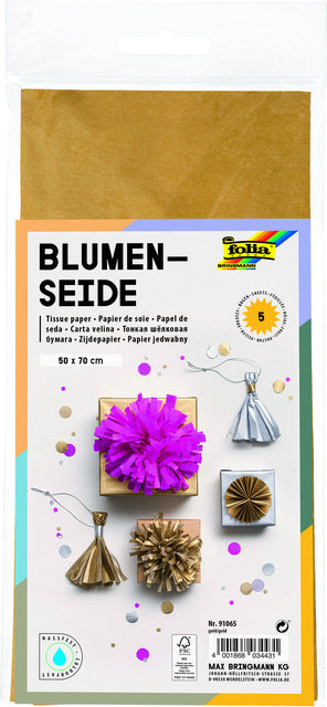 Seidenblütepapier Folien 50x70 cm 20g NR65 Gold Setà 5vel