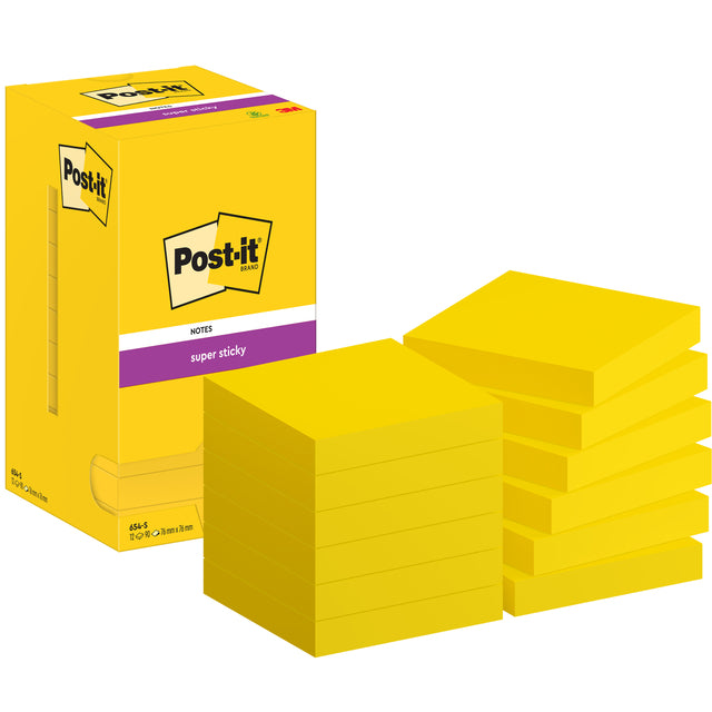Notizblock 3m Post-it 654s 76x76mm Edelstahl gelb | Karton mit 12 Stück