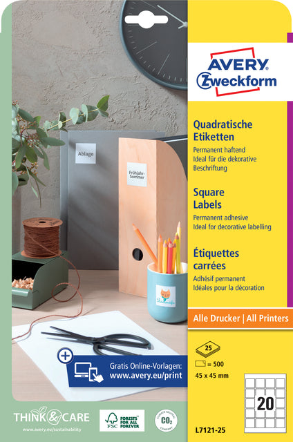 Étiqueter Avery Zweckform L7121-25 QR Code 45x45mm Opaak 400 pièces