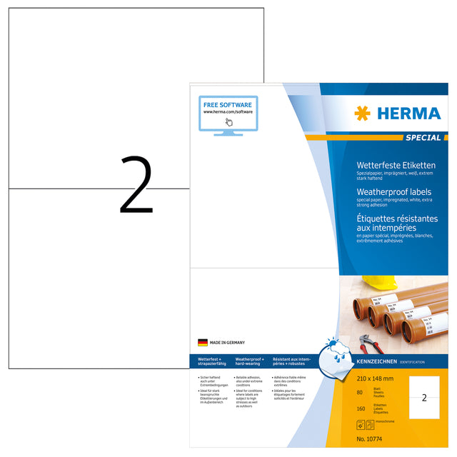 Etikett Herma 10774 210x148mm wetterfestes Weiß