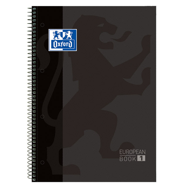 Notizbuch Oxford Classic Europeanbook A4+ 4-Loch-Fenster 5x5mm 80VVE schwarz
