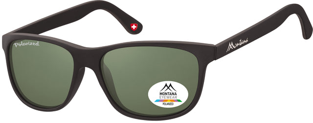 Sonnenbrille Montana Mat Black G15 mit grün mit polarisiertem Glas