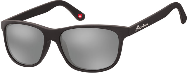 Sonnenbrille Montana Revo Mat schwarz mit silbernem Spiegelglas