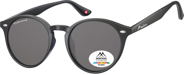 Sonnenbrille Montana mit rauchpolarem rundem Glas schwarz | 1 Stück