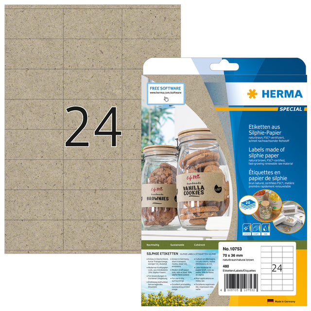 Etikett Herma 10753 70x36mm Silphie Bruin 480 Stück
