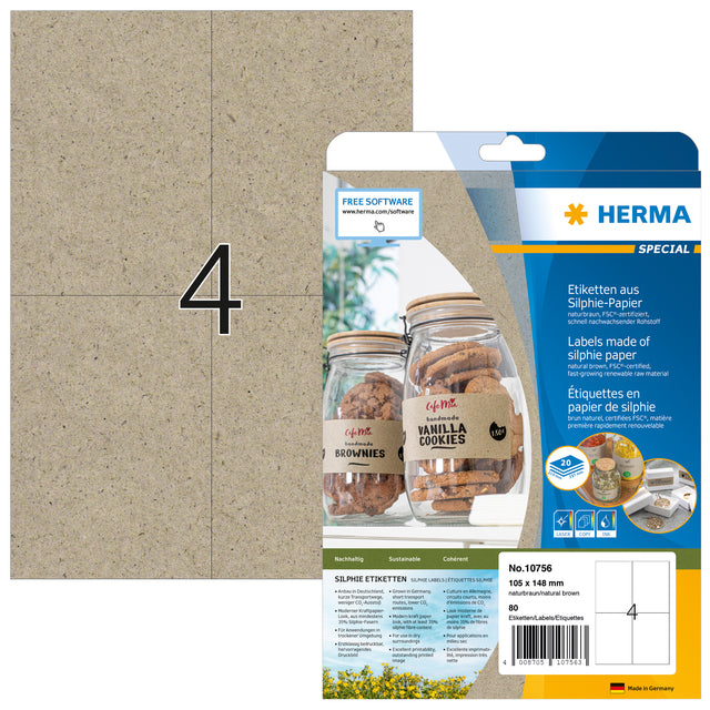 Label Herma 10756 105x148 mm Silphie Bruin 80 Stück