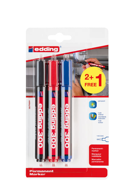 Filztip Edding 300 Runde 1,5-3mm 2+1 Freier Arsch | 10 Stück