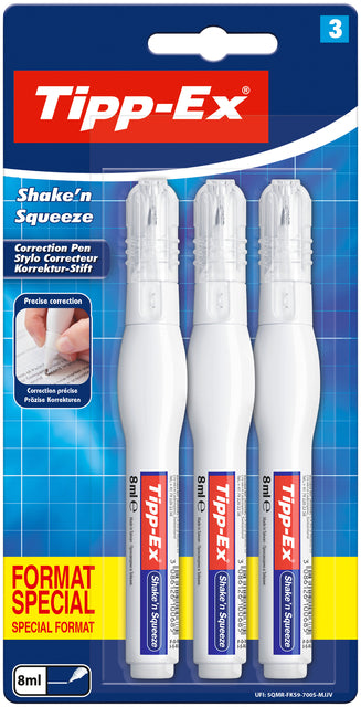 Korrekturstift Tipp-Ex Shake 'n Squeeze 8ml | Blister mit 3 Stück
