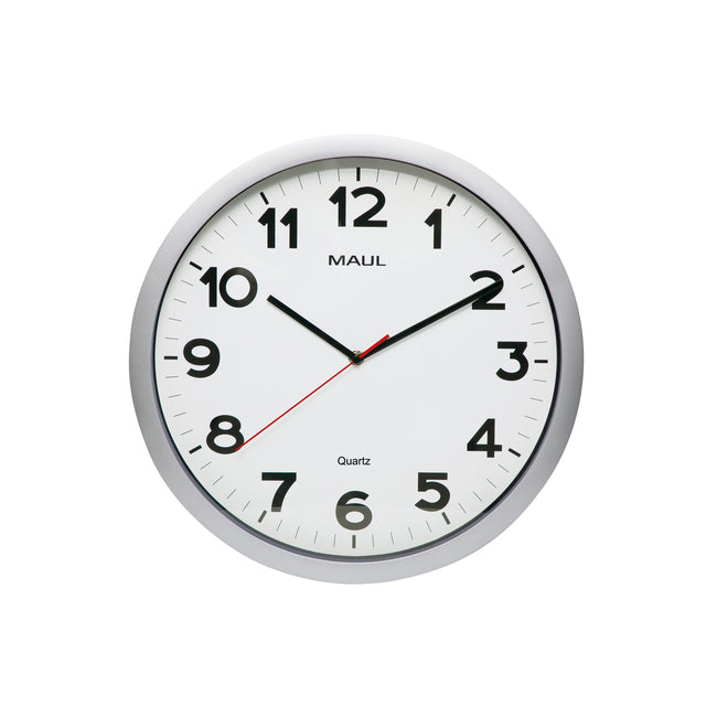 Wanduhr Maul Stiefquarz Ø40x5cm Kunststoff Silber/Weiß rotieren
