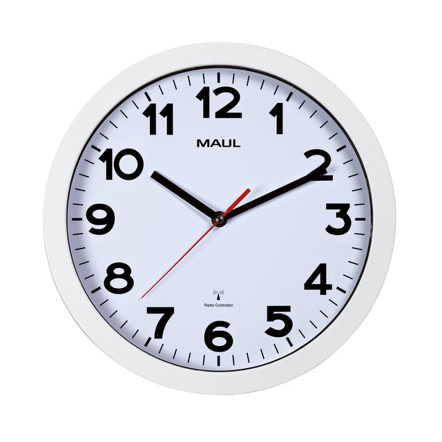 Wanduhr Maul Stufe RC Ø30x5cm Kunststoff Weiß/Weiß