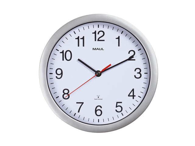 Wanduhr Maul Run RC Ø25x5cm Plastik Silber/Weiß