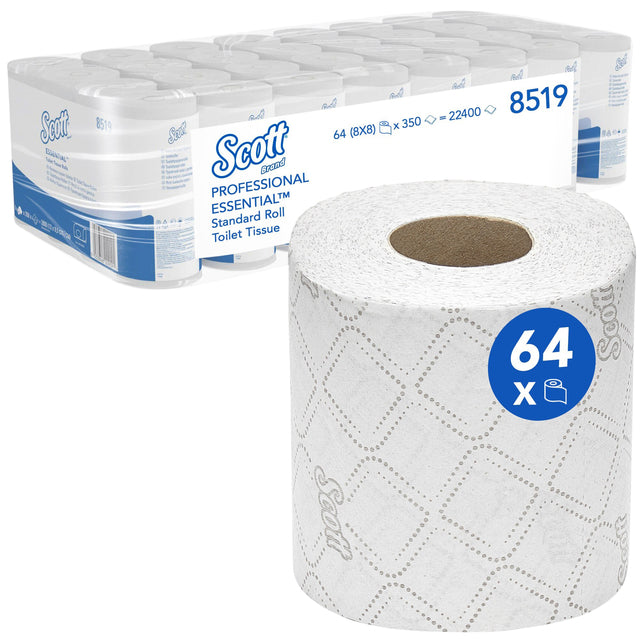 Toilettenpapier Scott 8519 ess. 2-lagig 350 Blatt weiß | Nehmen Sie eine 64er-Rolle