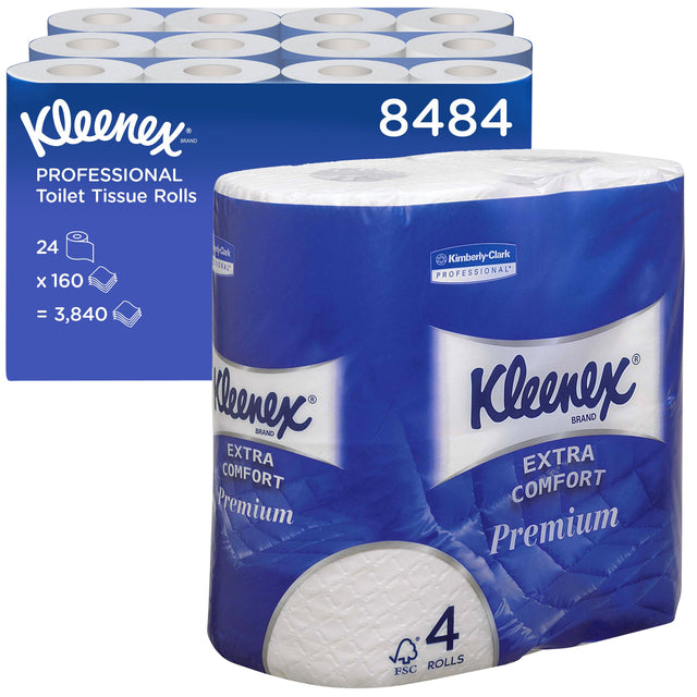 Toilettenpapier Kleenex 8484 4-lagig 160 Blatt weiß | Nehmen Sie eine 24er-Rolle