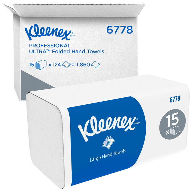 Handtuch Kleenex 6778 i-v 2-lagig 21,5x31,8cm weiß | Karton mit 15 Stück