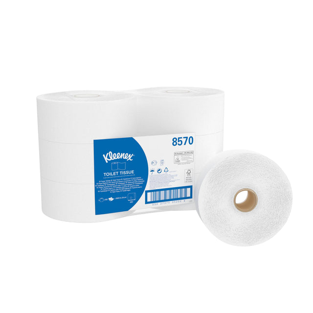 Toilettenpapier Kleenex 8570 Jumbo 2-lagig 200m weiß | Nehmen Sie eine 6er-Wurf