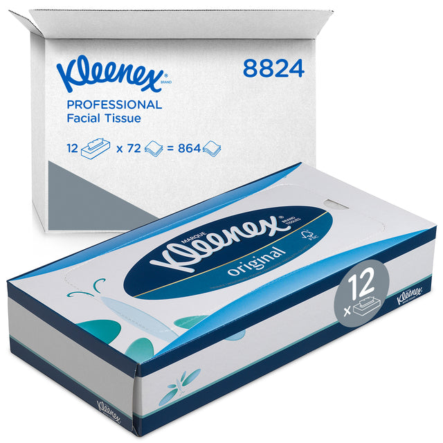 Kosmetiktücher Kleenex 8824 3-lagig Standard weiß | Karton mit 12 Stück