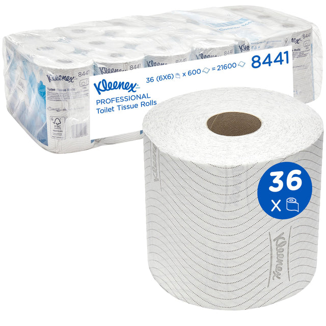 Toilettenpapier Kleenex 8441 2-lagig 600 Blatt weiß | Nehmen Sie eine 36er-Rolle