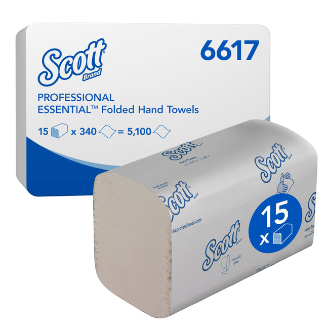 Handtuch Scott 6617 ess. i-fold 1-lagig 20x21cm weiß | Karton mit 15 Stück