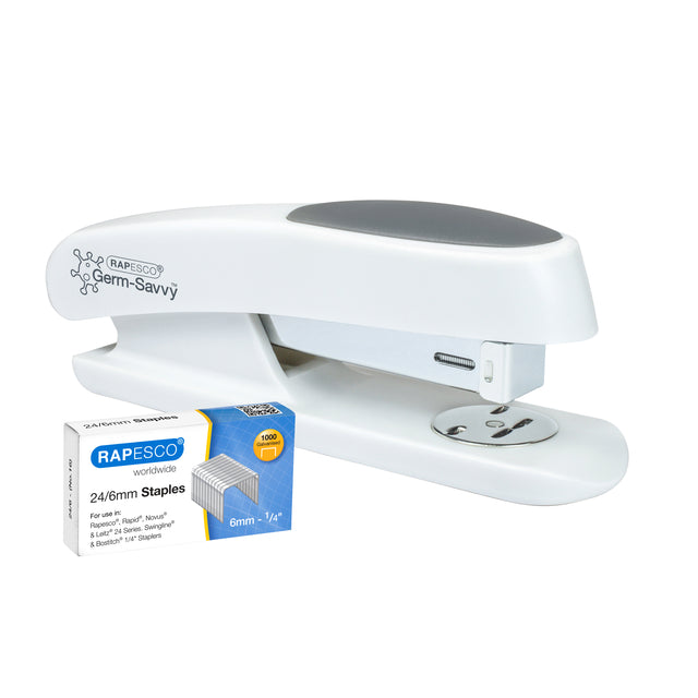 Stapler Rapesco Germ-Savvy Eco Sting Ray Ray Antibactérien 24/6 mm blanc