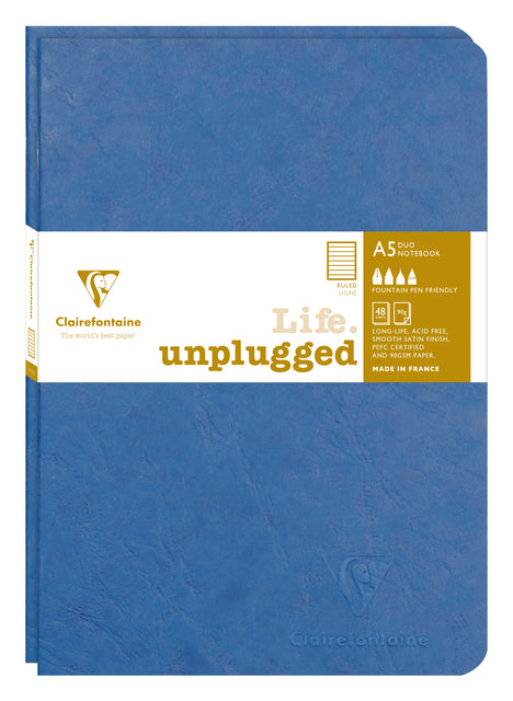Schriftstelle Clairefontaine A5 Zeile 48 Vel 90gr 2 Stück Blau
