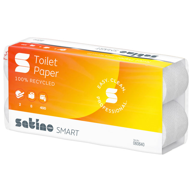Toilettenpapier Satino Smart MT1 2-lagig 400 Blatt 060640 | Umkarton mit 6 Packungen x 8 Rollen