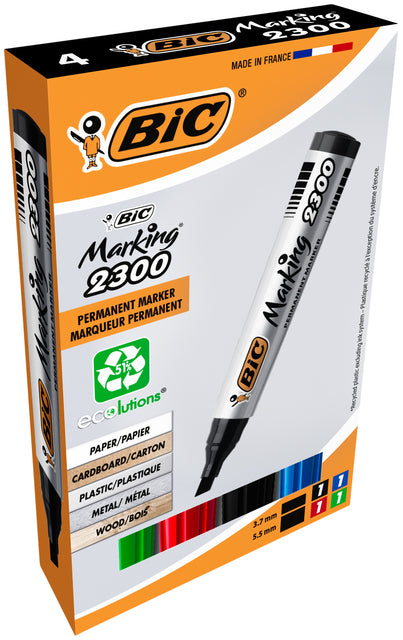 Filzstift Bic 2300 Ecolutions Schrägmasse | Karton mit 4 Stück
