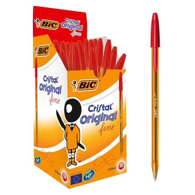Kugelschreiber bic cristal f rot | Umkarton mit 50 Stück