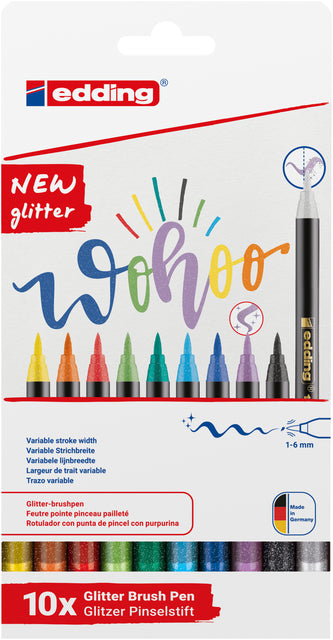 Edding - Pinselpen 1340 10st Glitter Assorti | 6 Stücke