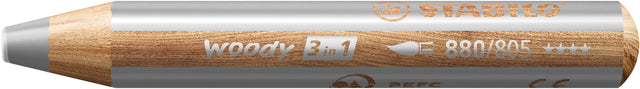 Buntstift Stabilo 880 Woody 3 in 1 Silber | Umkarton mit 5 Stück
