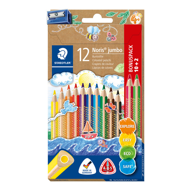 Staedtler - Noris Jumbo farbiger Bleistift 10 + 2 kostenlos
