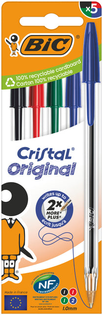 BIC - Ballpen Cristal M 5st Assorti