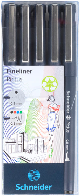 Schneider - Fineliner Pictus 5st Asorti