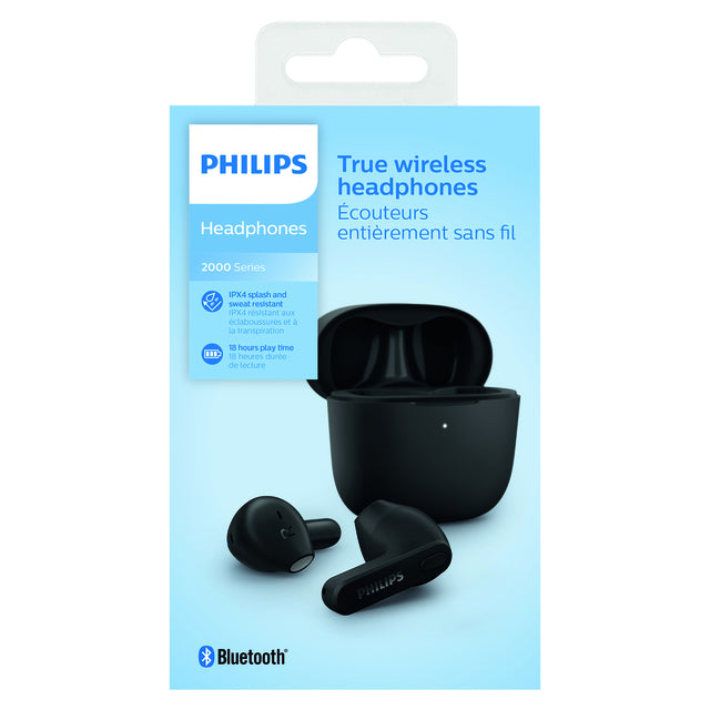 Oortelefoon philips in-ear tws tat2236 zwart