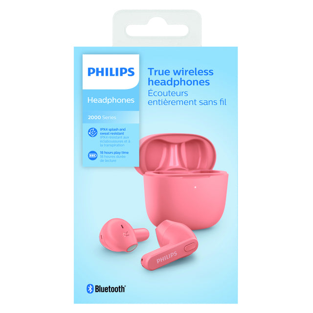 Oortelefoon philips in-ear tws tat2236 roze