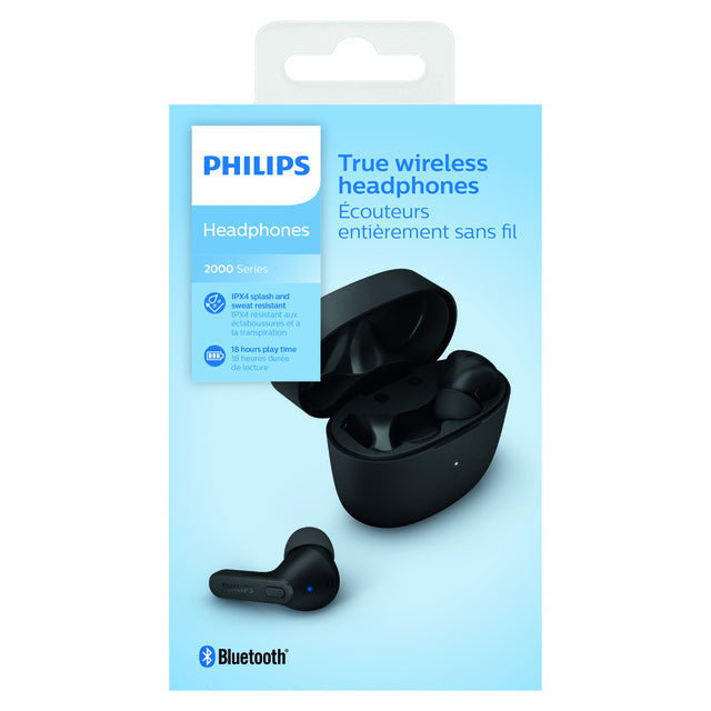 Oortelefoon philips in-ear tws tat2206 zwart