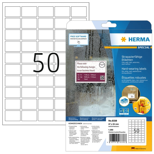 Herma - Etikett 8338 37x25mm Wetter Best White 1250 Etikett