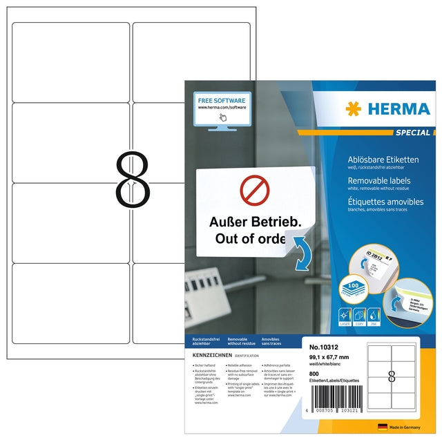 Herma - Label 10312 99.1X67.7 Best White 800 label