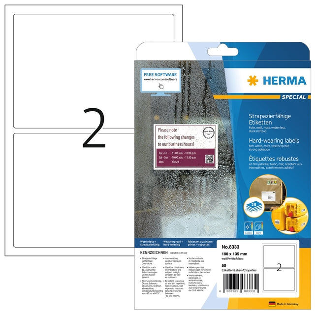 Herma - Etikett 8333 190x135mm Wetter Best White 50 Label