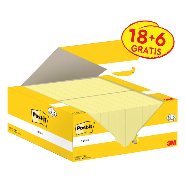 Post-it-MemoBlok 3M 653-Cy 38 mmx51mm Gelb | 12 Stücke