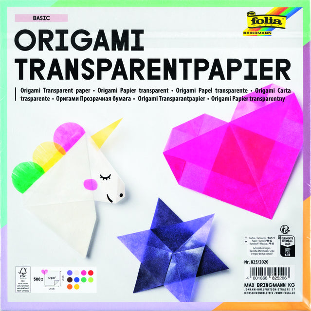 Origami papier folia 20x20cm tr 42gr 500vel 10kl