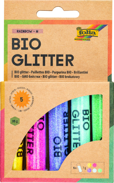 Folia Paper - Glitzerpulver Bio Folia Regenbogen 7gr 5 Farben | 6 Stücke