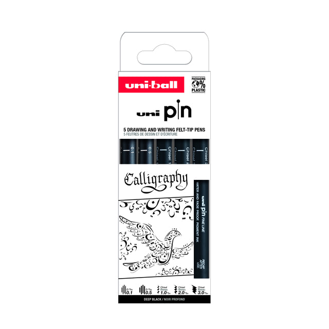 Fineliner uni-ball pin calligraphie assorti